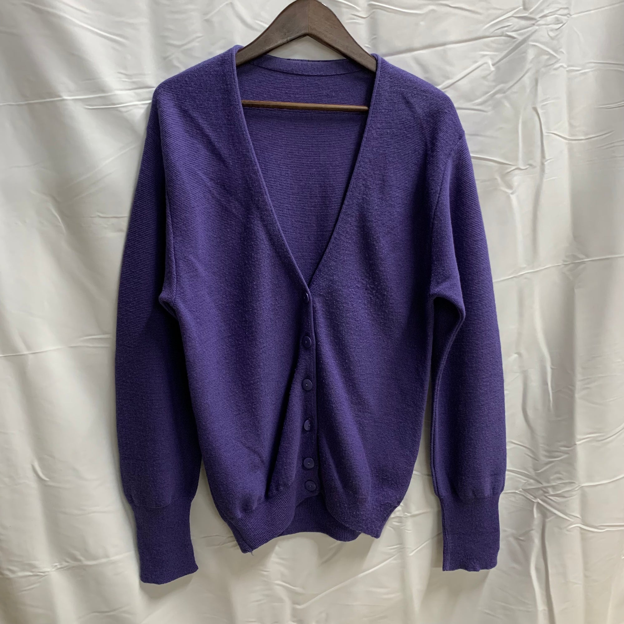 【中古】【古着】無地 カーディガン パープル Sサイズ