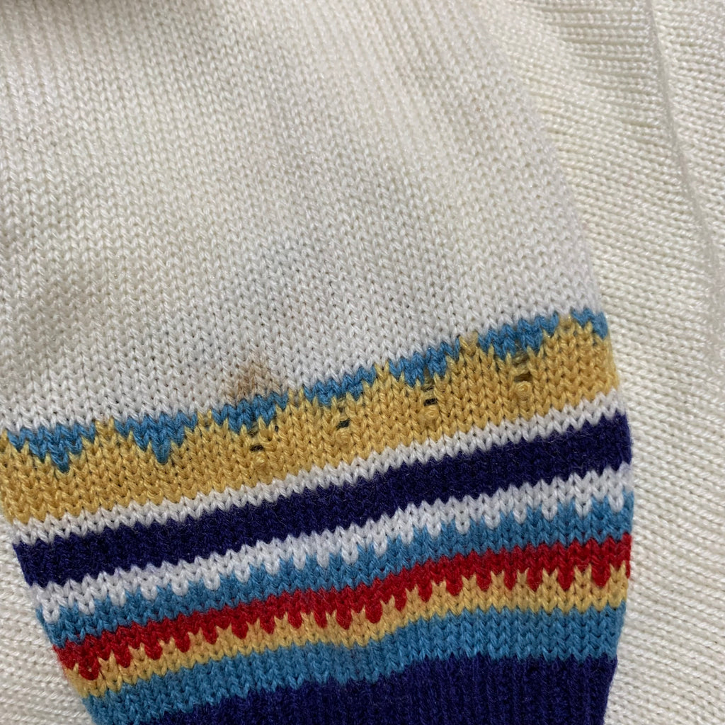 【中古】【古着】柄 ニット ネイビー×ホワイト