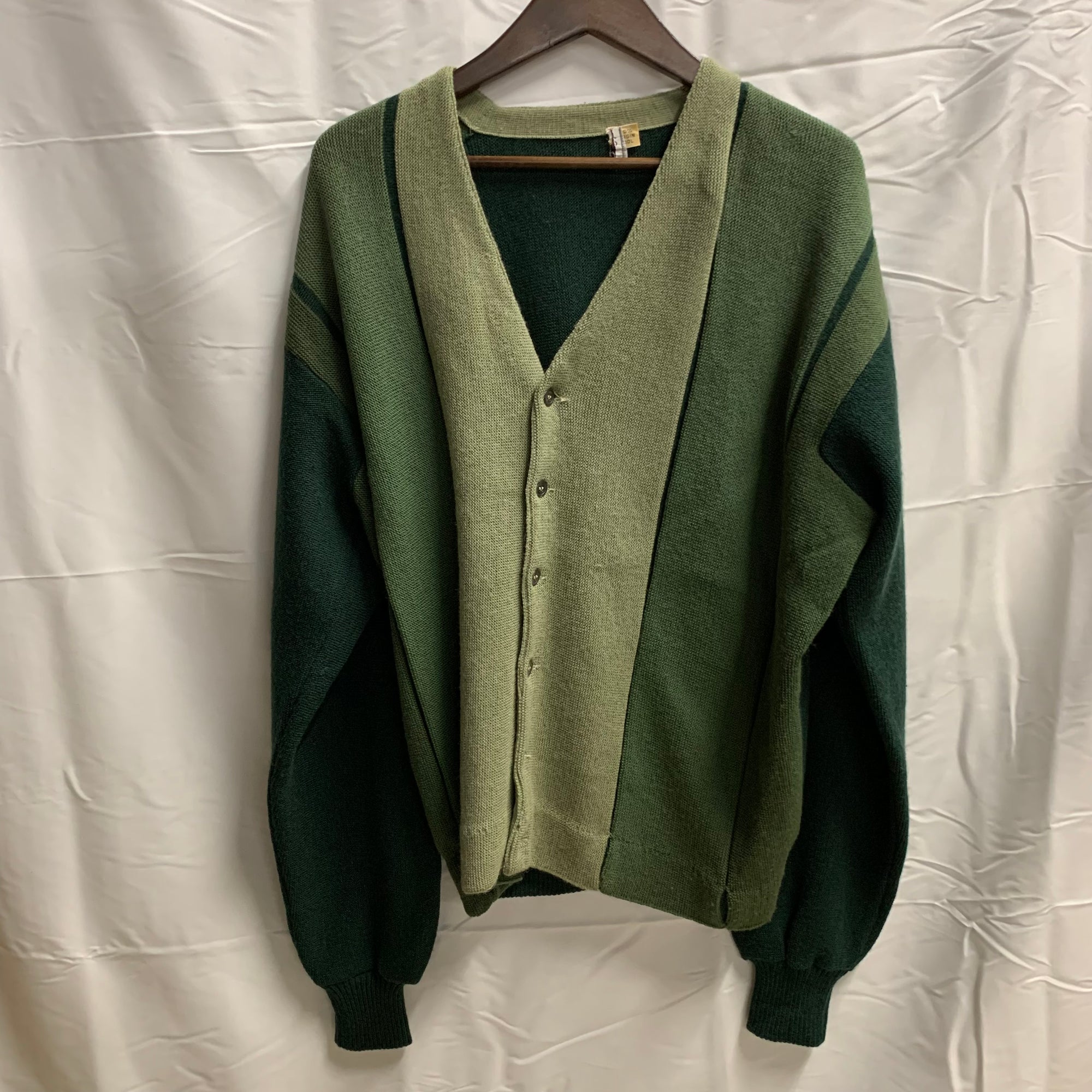 【中古】【古着】ストライプ カーディガン グリーン