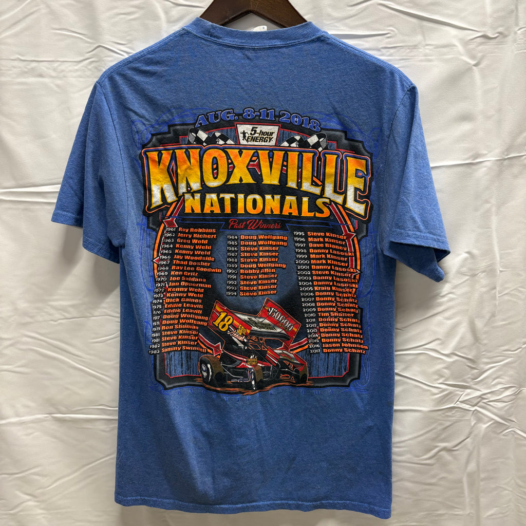 【中古】【古着】PORT & COMPANY プリント S/S カットソー ブルー