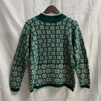 【中古】【古着】GAP 柄 ニット グリーン×ホワイト Lサイズ