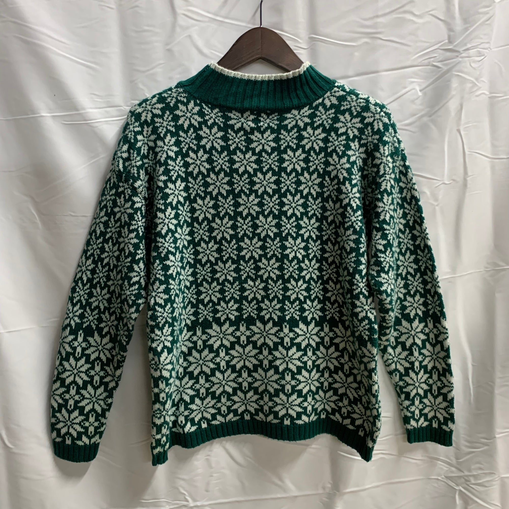 【中古】【古着】GAP 柄 ニット グリーン×ホワイト Lサイズ
