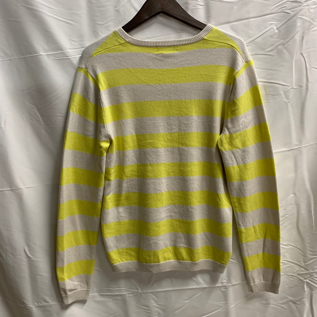 【中古】【古着】Calvin Klein ボーダー ニット アイボリー×イエロー S/Pサイズ