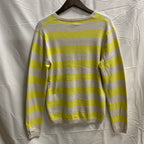 【中古】【古着】Calvin Klein ボーダー ニット アイボリー×イエロー S/Pサイズ