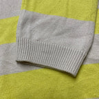 【中古】【古着】Calvin Klein ボーダー ニット アイボリー×イエロー S/Pサイズ