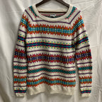 【中古】【古着】Old Navy 柄 ニット ホワイト×ピンク×ネイビー Mサイズ