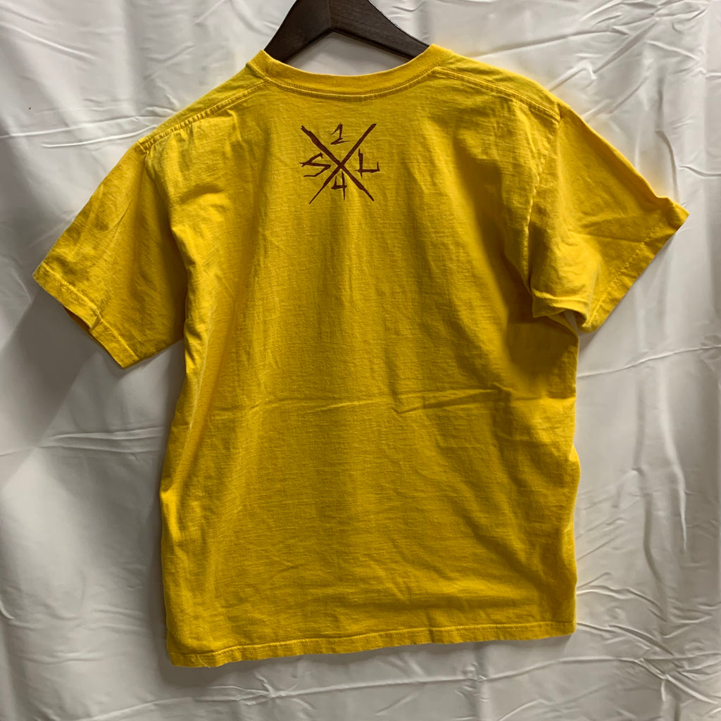 【中古】【古着】柄 Tシャツ イエロー Mサイズ