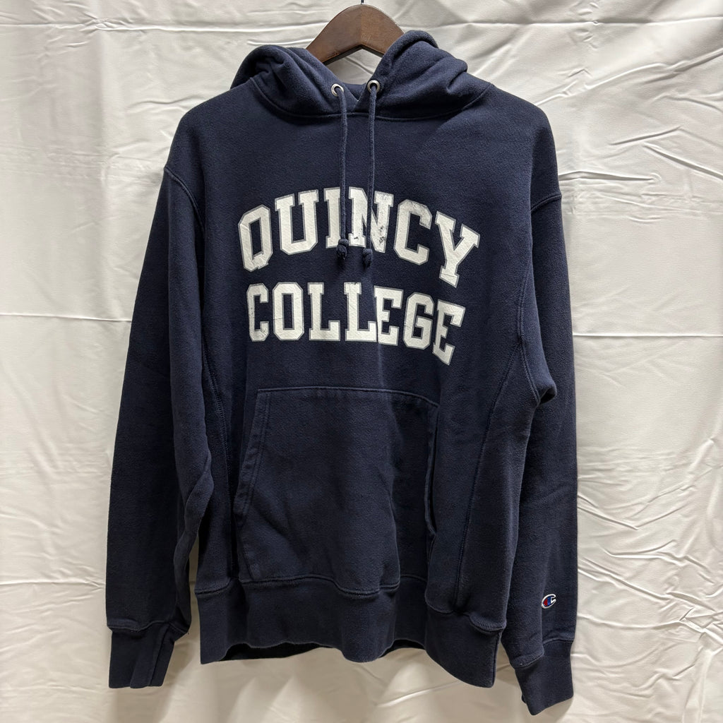 【古着】Champion ロゴ パーカー ネイビー XLサイズ