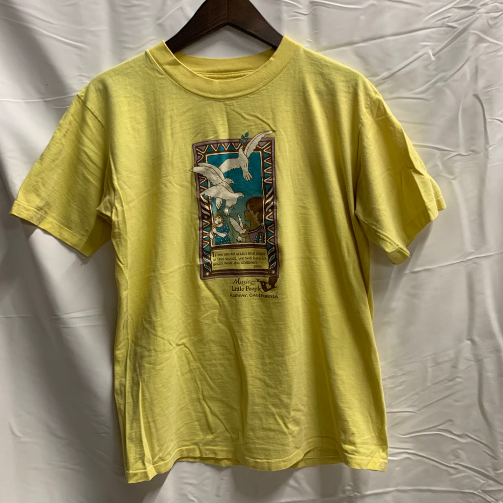 【中古】【古着】プリント Tシャツ イエロー Lサイズ