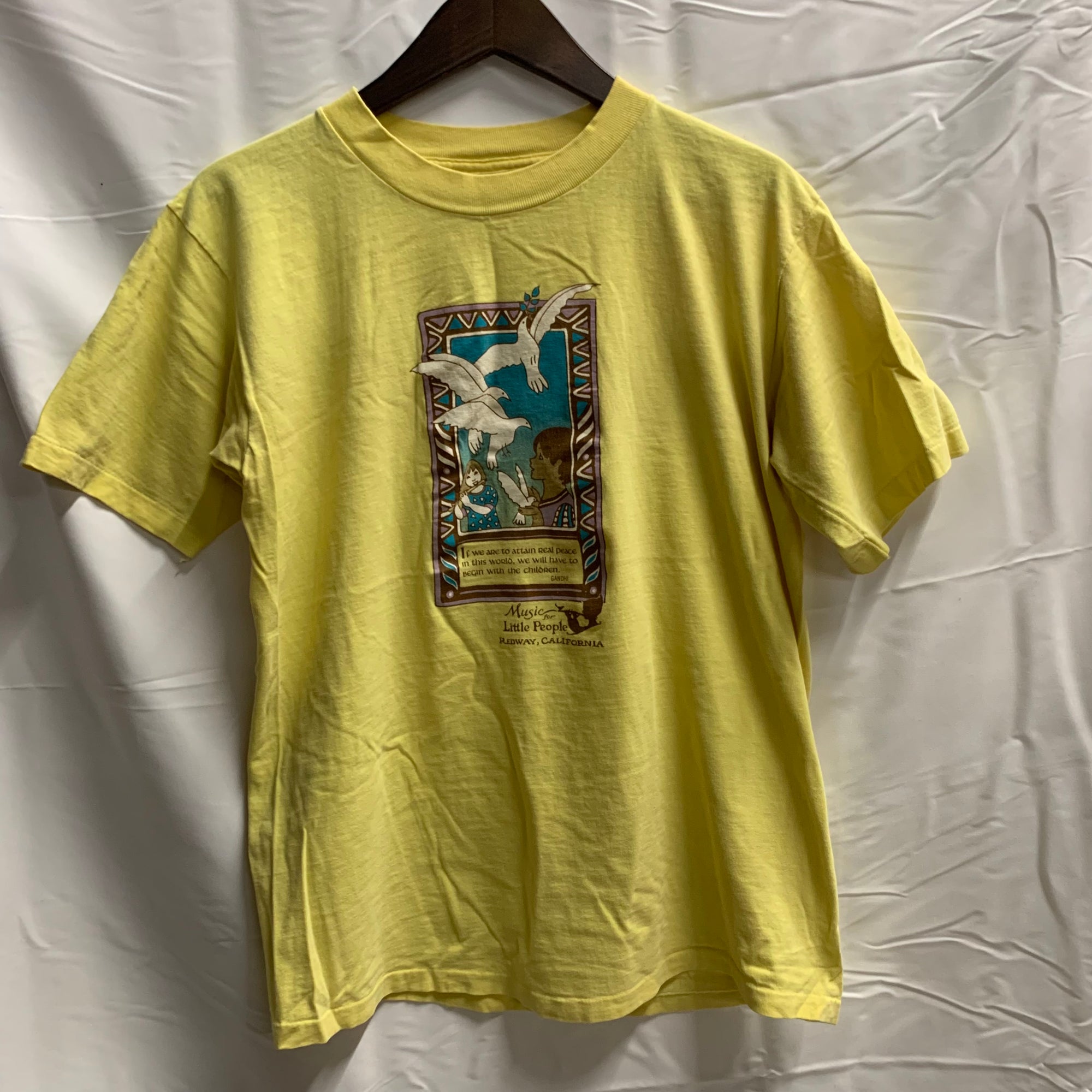 【中古】【古着】プリント Tシャツ イエロー Lサイズ