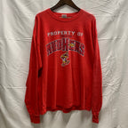 【中古】【古着】GILDAN ロゴ L/S カットソー レッド XLサイズ