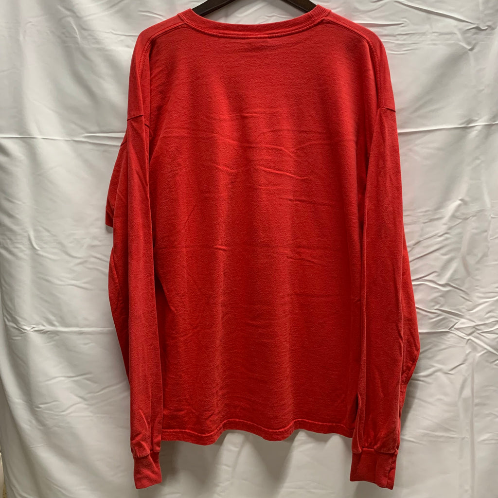 【中古】【古着】GILDAN ロゴ L/S カットソー レッド XLサイズ