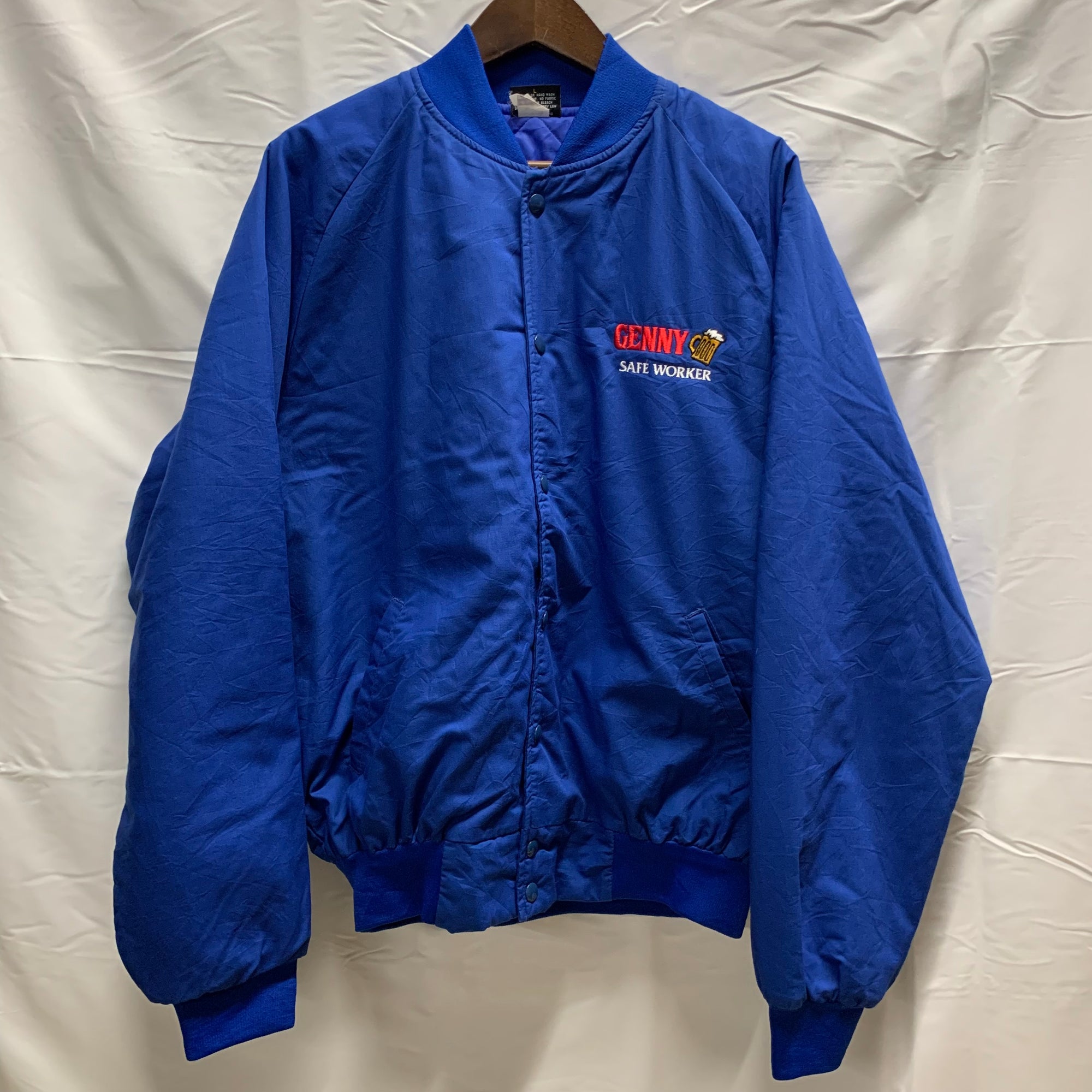 【中古】【古着】Nemesis ワンポイント ベースボールジャケット ブルー Lサイズ