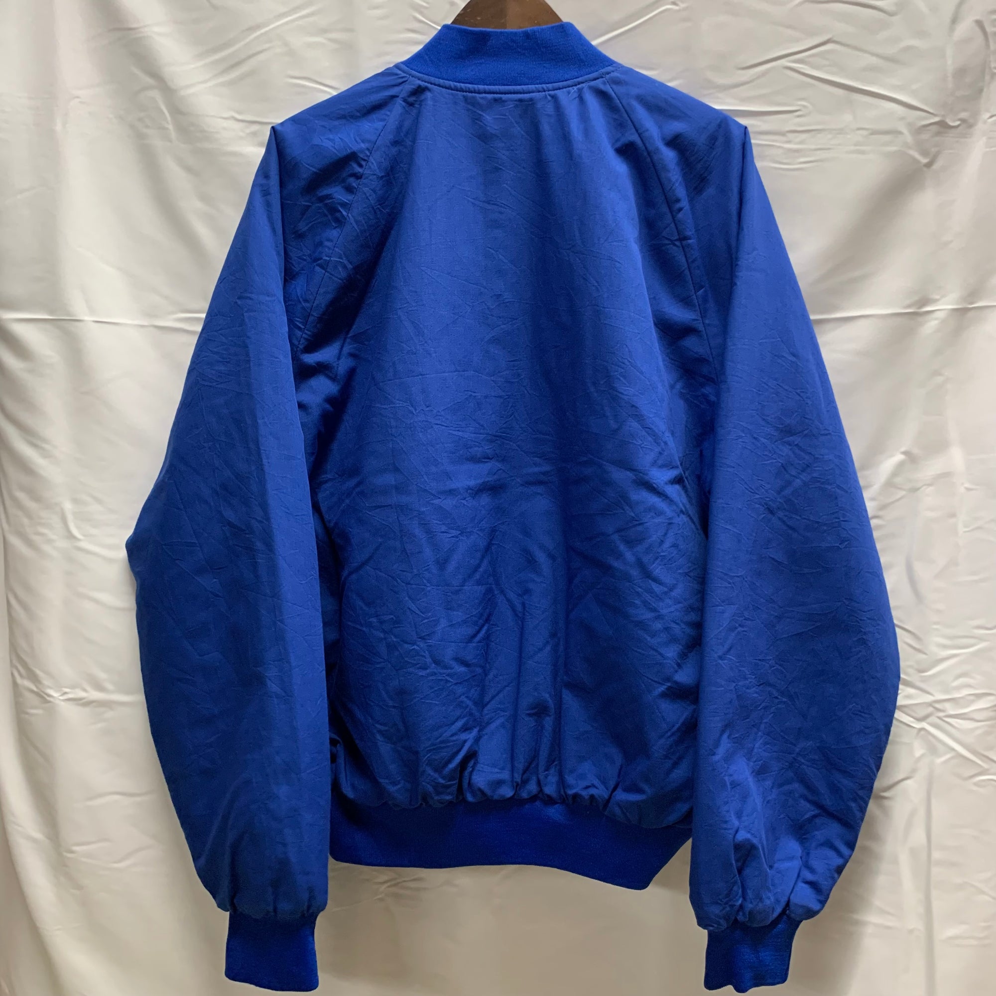 【中古】【古着】Nemesis ワンポイント ベースボールジャケット ブルー Lサイズ