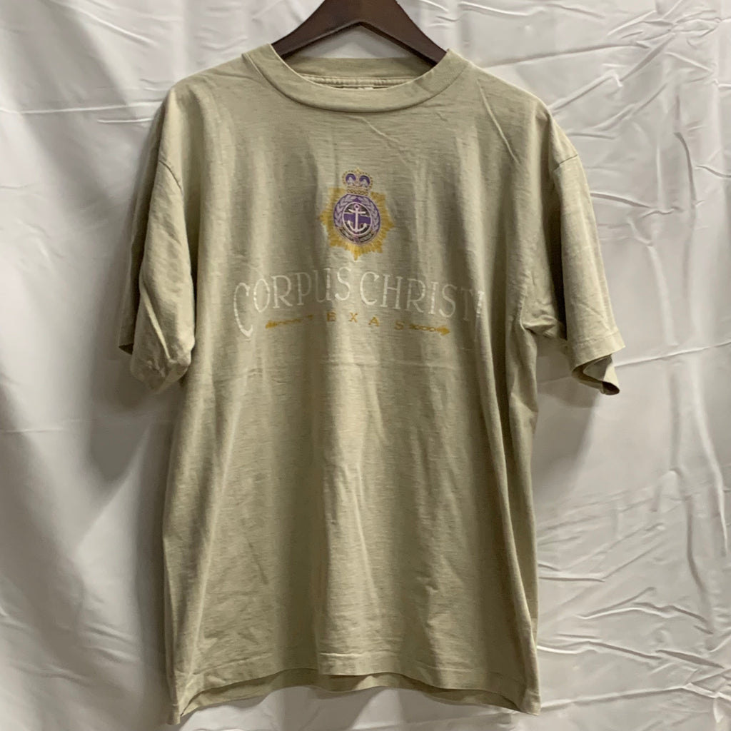 【中古】【古着】エンブレム Tシャツ ベージュ