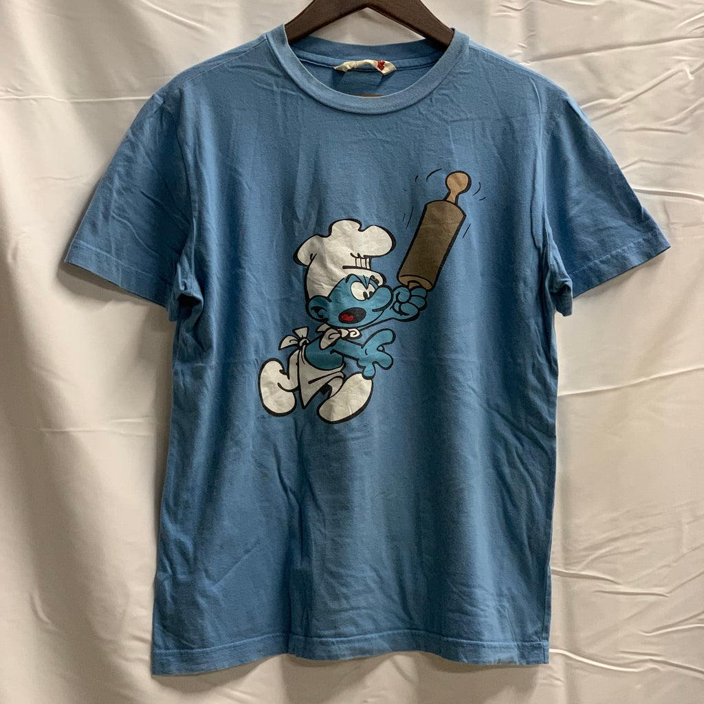 【中古】【古着】 プリント Tシャツ ブルー