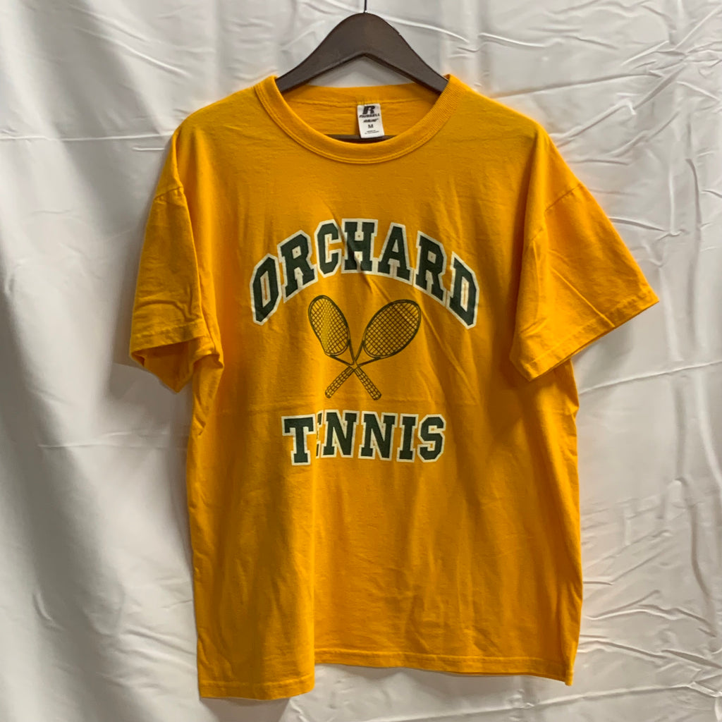 【中古】【古着】Russell Nublend ロゴプリント Tシャツ オレンジ Mサイズ