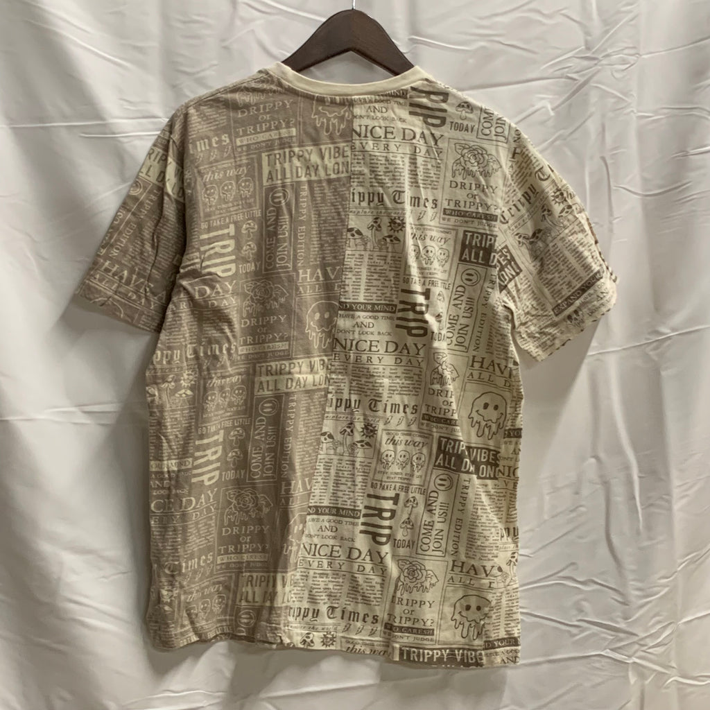 【中古】【古着】 プリント Tシャツ アイボリー X-LARGEサイズ
