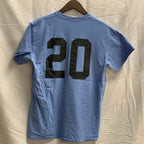 【中古】【古着】GILDAN ロゴプリント Tシャツ ブルー Mサイズ