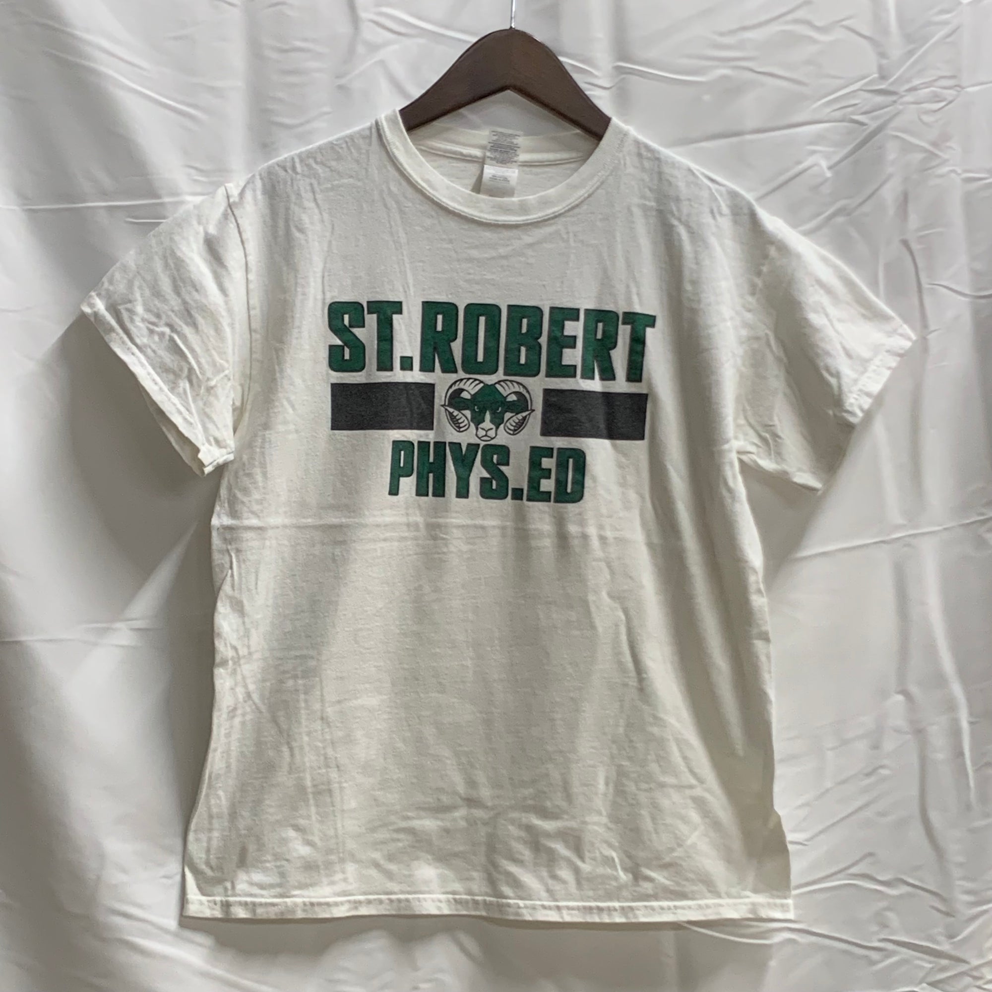 【中古】【古着】GILDAN ロゴプリント Tシャツ ホワイト Mサイズ