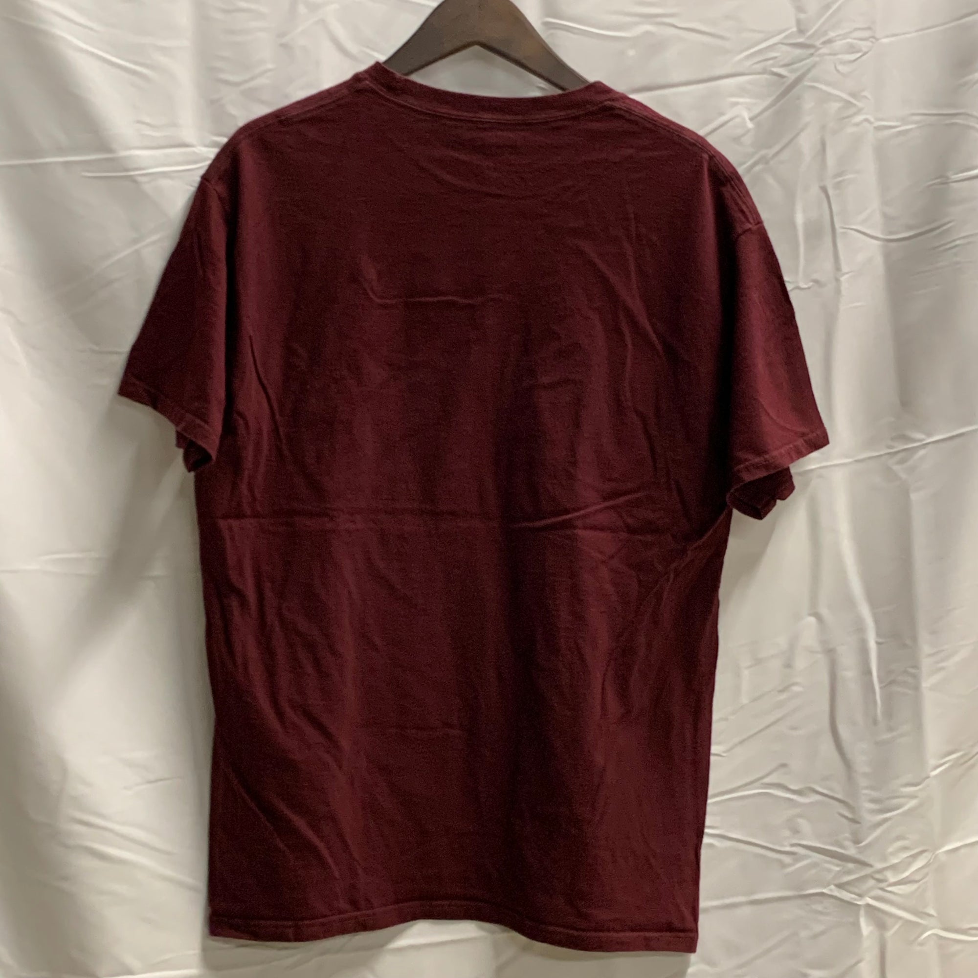 【中古】【古着】Champion ロゴプリント Tシャツ ボルドー XLサイズ