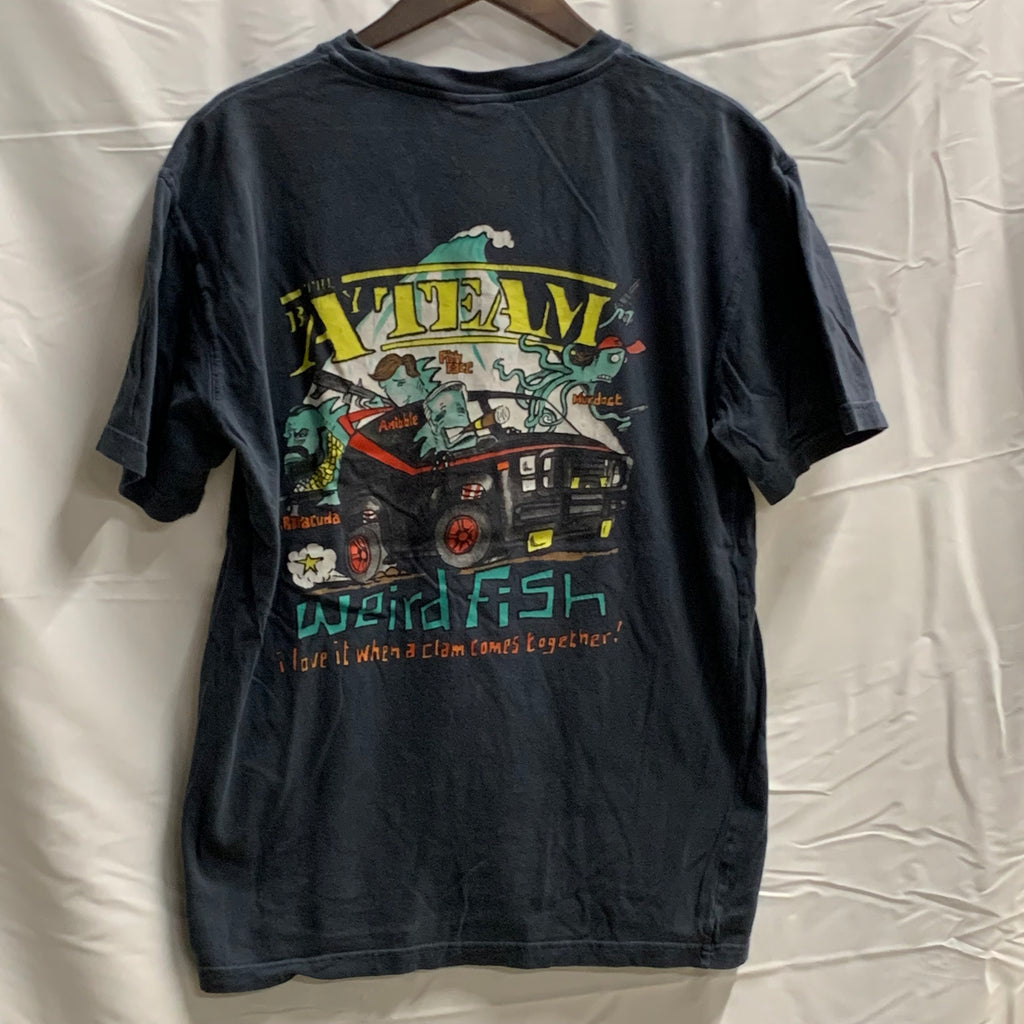 【中古】【古着】Weird Fish プリント Tシャツ グレー Sサイズ