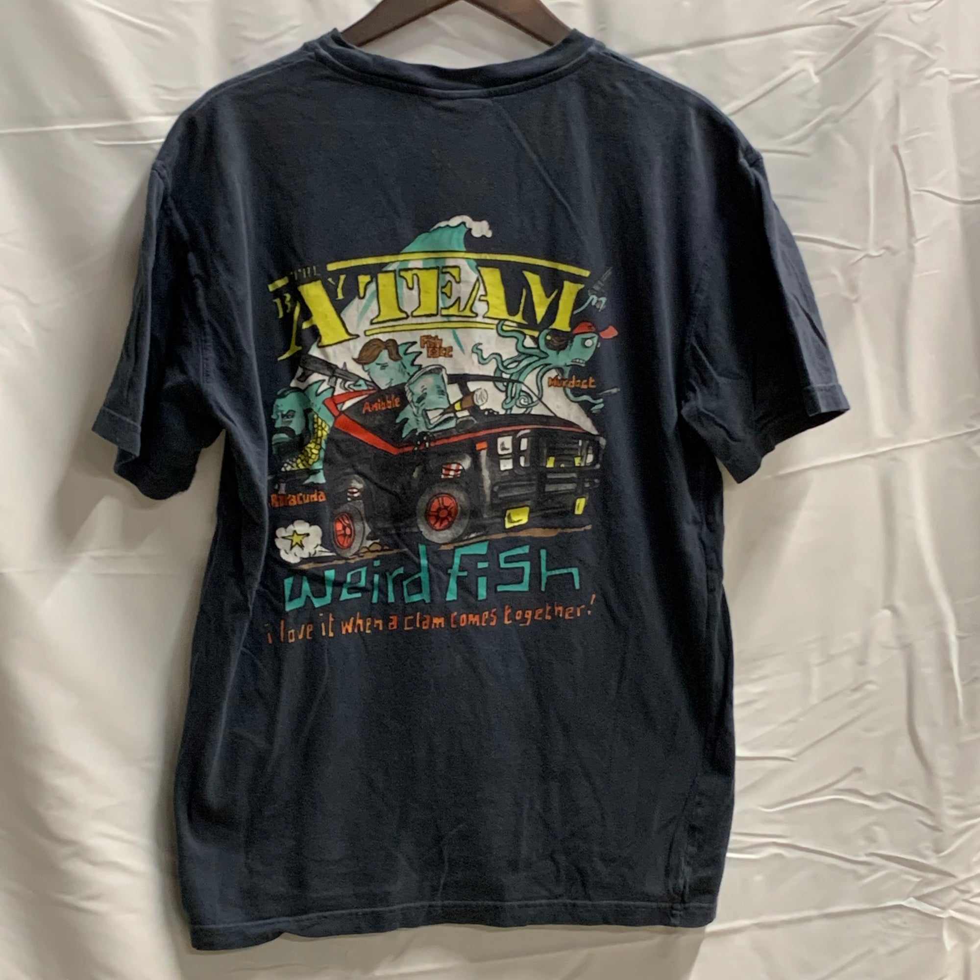 【中古】【古着】Weird Fish プリント Tシャツ グレー Sサイズ