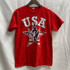 【中古】【古着】プリント Tシャツ レッド Mサイズ