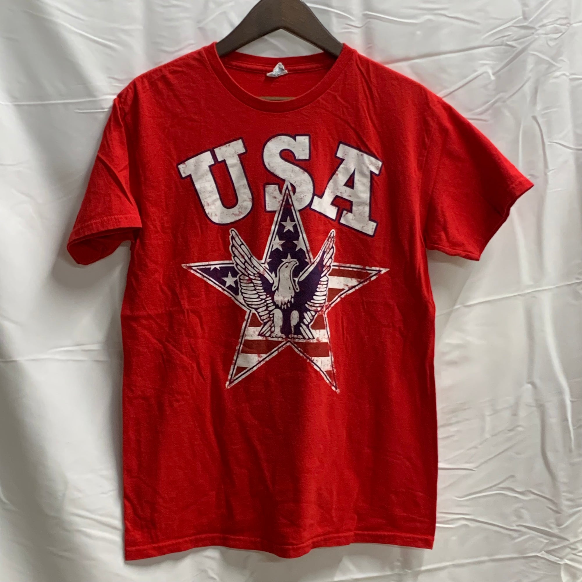 【中古】【古着】プリント Tシャツ レッド Mサイズ
