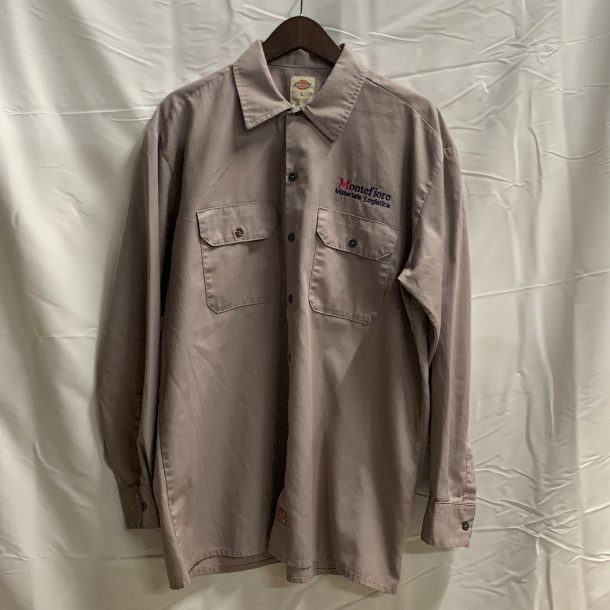 【中古】【古着】Dickies ワンポイント シャツ グレー Lサイズ