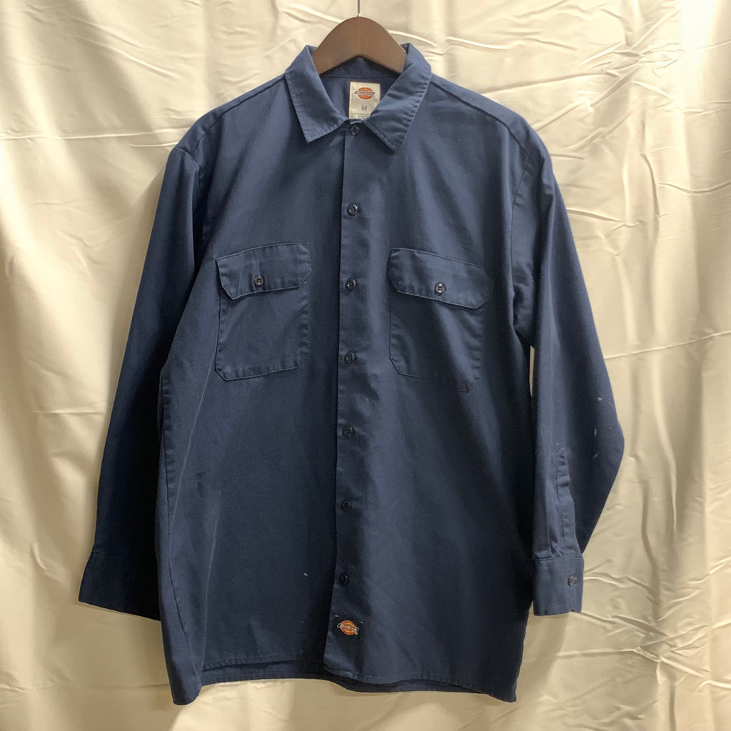 【中古】【古着】Dickies ワンポイント シャツ ブルー Mサイズ