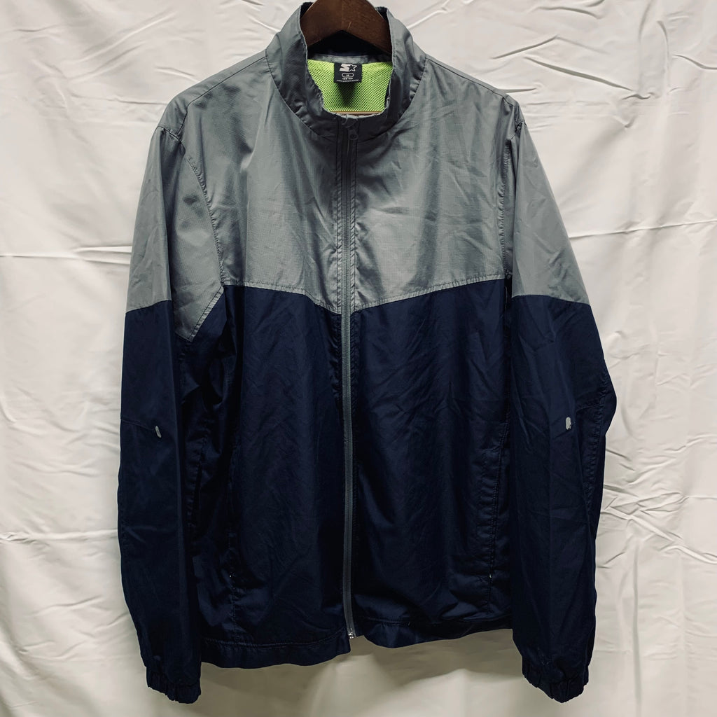 【中古】【古着】Starter カラーブロック アウター グレー×ネイビー Mサイズ