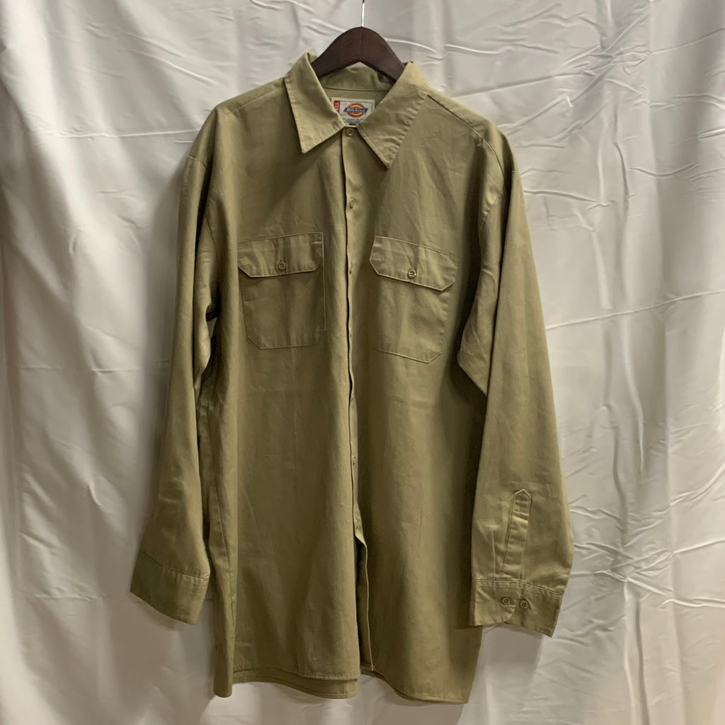 【中古】【古着】Dickies ワンポイント シャツ マスタード XLサイズ