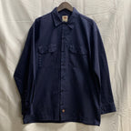 【中古】【古着】Dickies ワンポイント シャツ ネイビー Lサイズ