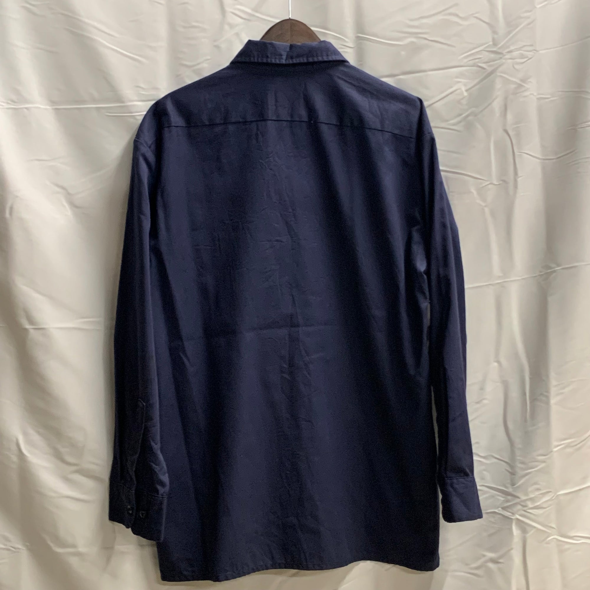 【中古】【古着】Dickies ワンポイント シャツ ネイビー Lサイズ