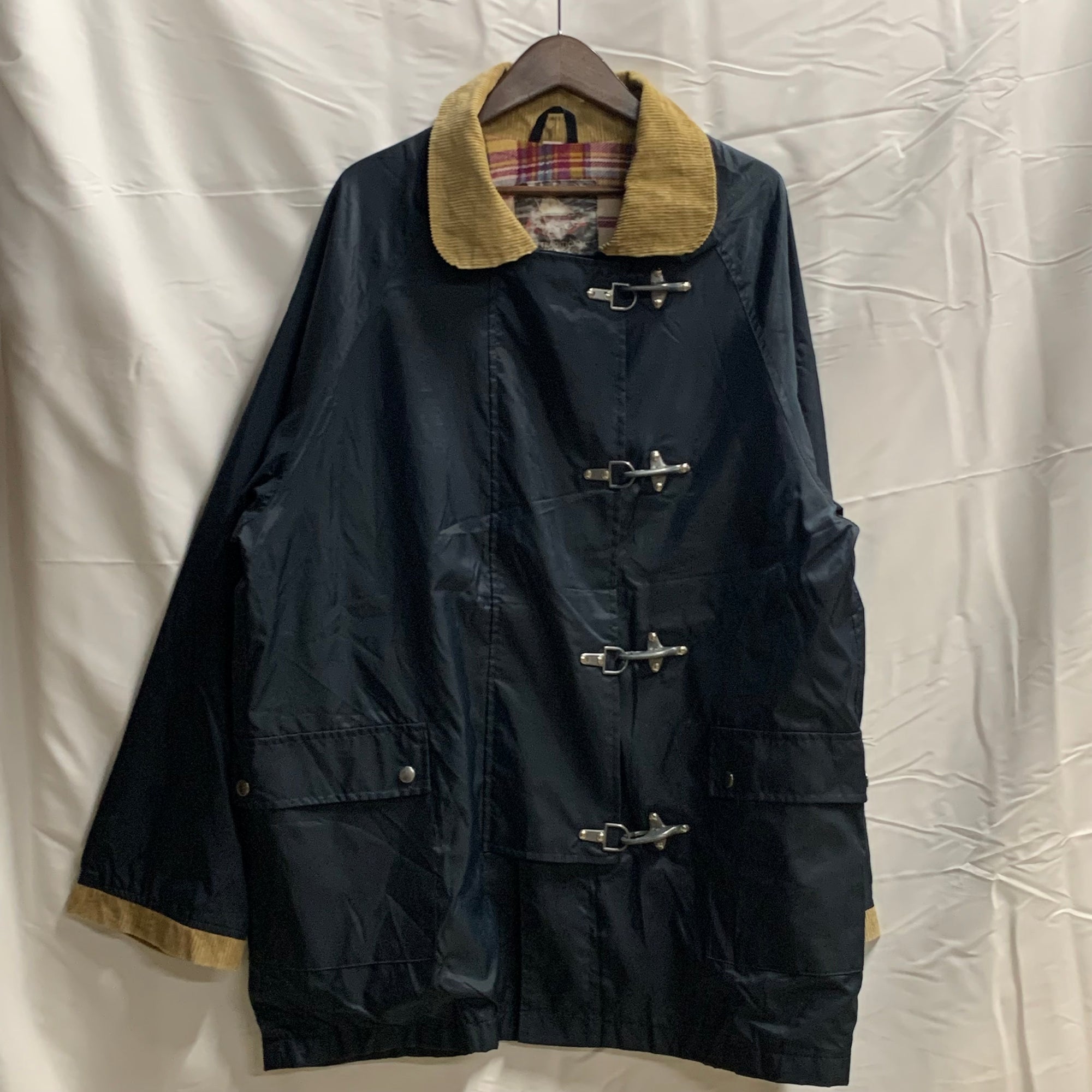 【中古】【古着】 無地 ファイヤーマンジャケット ネイビー