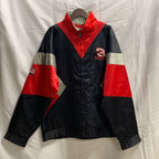 【中古】【古着】nutmeg  ワンポイント レーシングジャケット ブラック×レッド Lサイズ