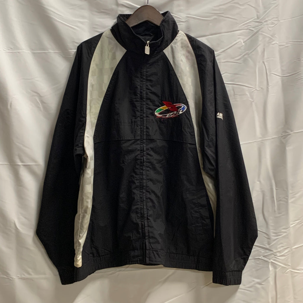 【中古】【古着】CHASE AUTHENTICS ワンポイント レーシングジャケット ブラック×ホワイト Mサイズ
