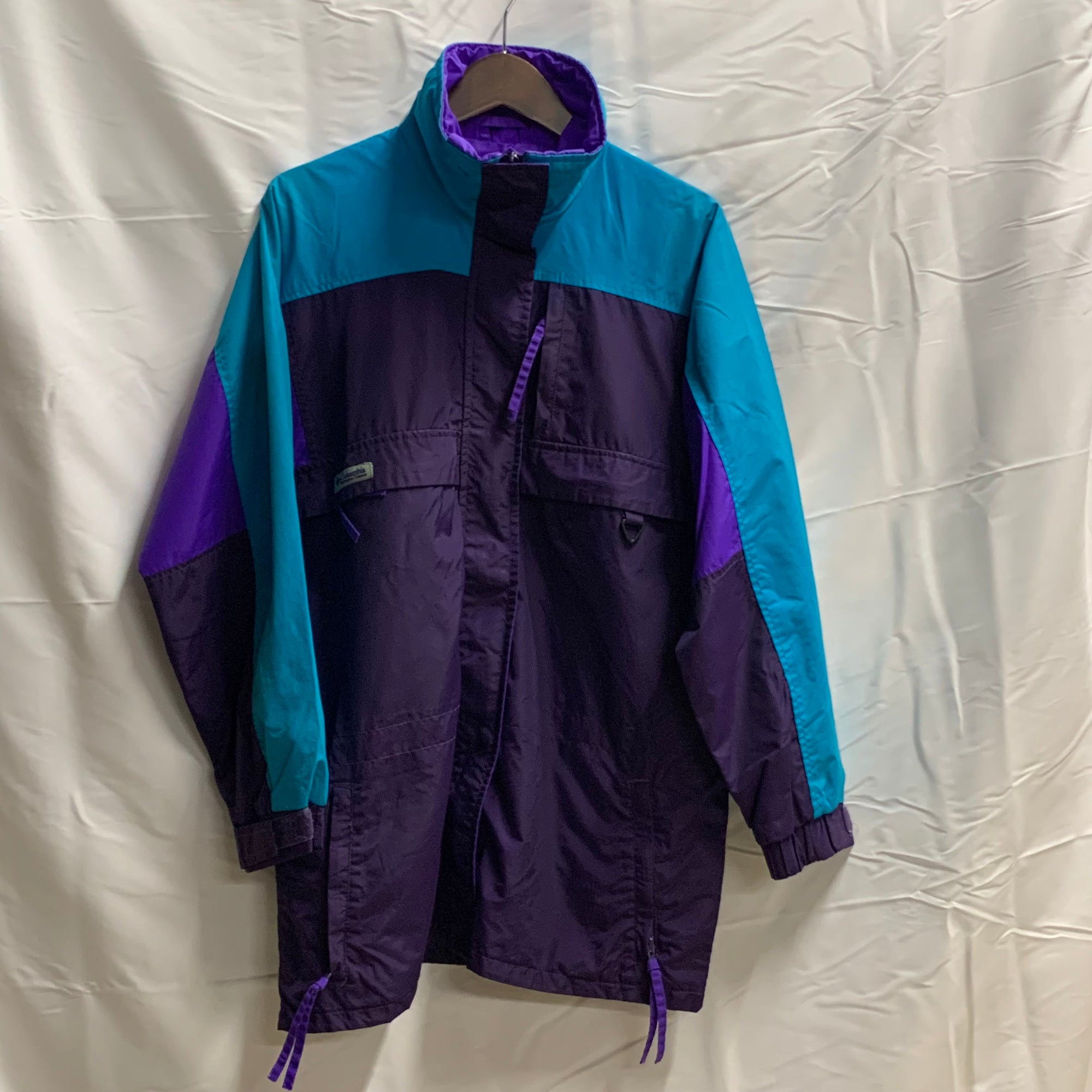 【中古】【古着】Columbia 無地 ライトジャケット パープル×ターコイズ