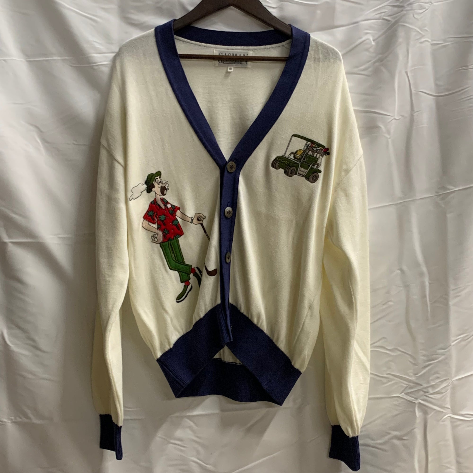 【中古】【古着】GAGMAN 刺繍 ニット アイボリー