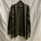 【中古】【古着】Mossimo Supply Co. 柄 カーディガン グリーンブラック Sサイズ