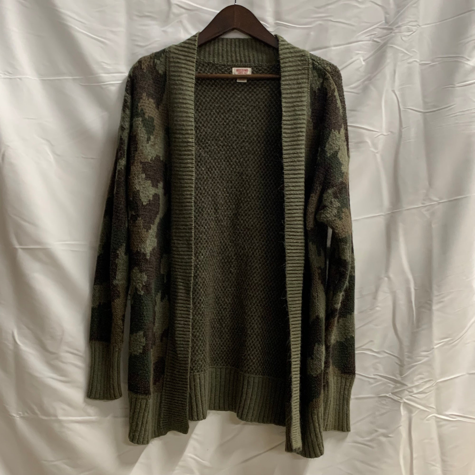 【中古】【古着】Mossimo Supply Co. 柄 カーディガン グリーンブラック Sサイズ