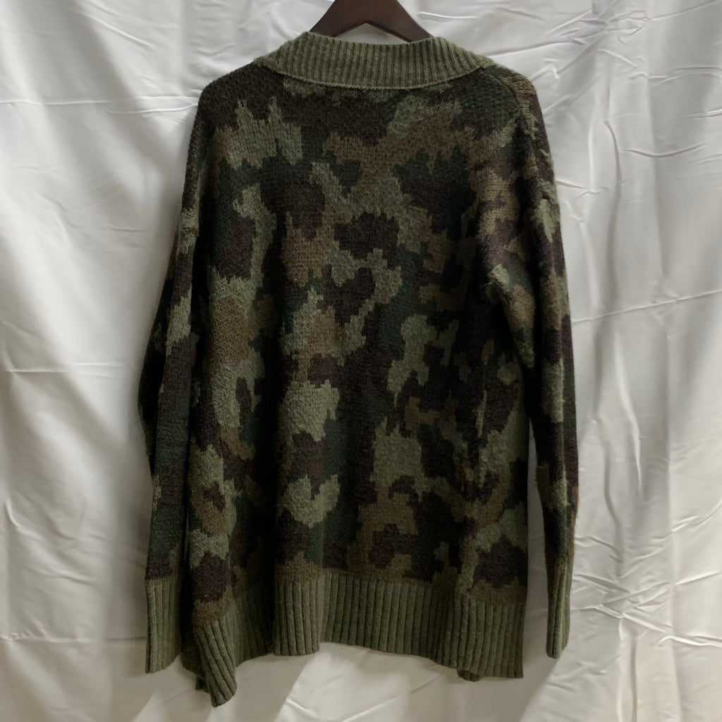 【中古】【古着】Mossimo Supply Co. 柄 カーディガン グリーンブラック Sサイズ