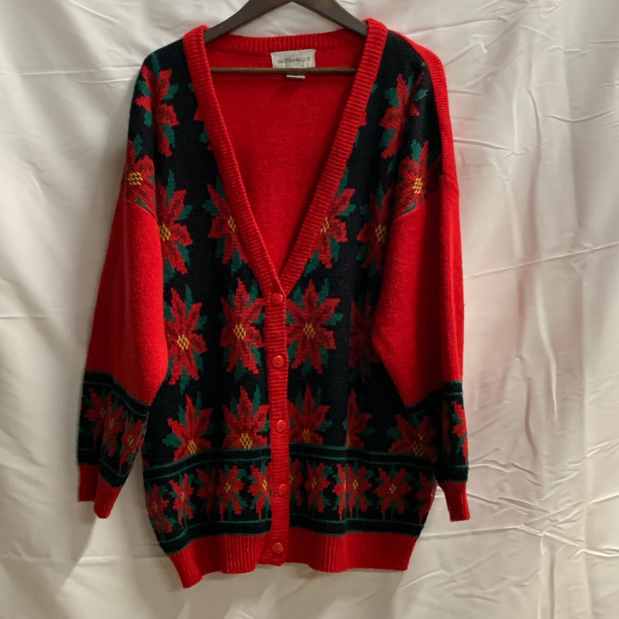 【中古】【古着】Baxter & Wells 柄 ライトジャケット レッド×ブラック×グリーン XLサイズ