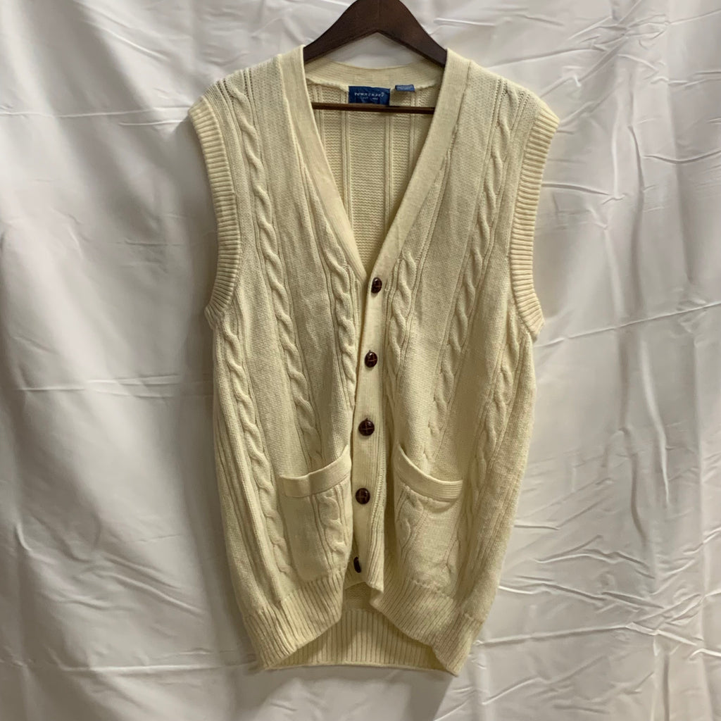 【中古】【古着】TOWN CRAFT 無地 ヘビーベスト アイボリー Lサイズ