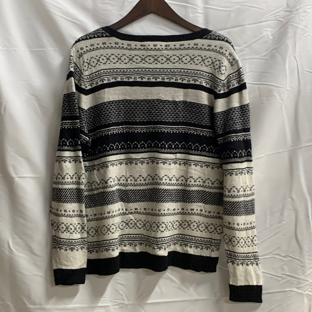 【中古】【古着】Croft & Barrow ボーダー ニット ホワイト×ブラック XLサイズ