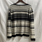 【中古】【古着】Croft & Barrow ボーダー ニット ホワイト×ブラック XLサイズ