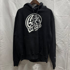 【古着】Champion プリント パーカー ブラック Lサイズ