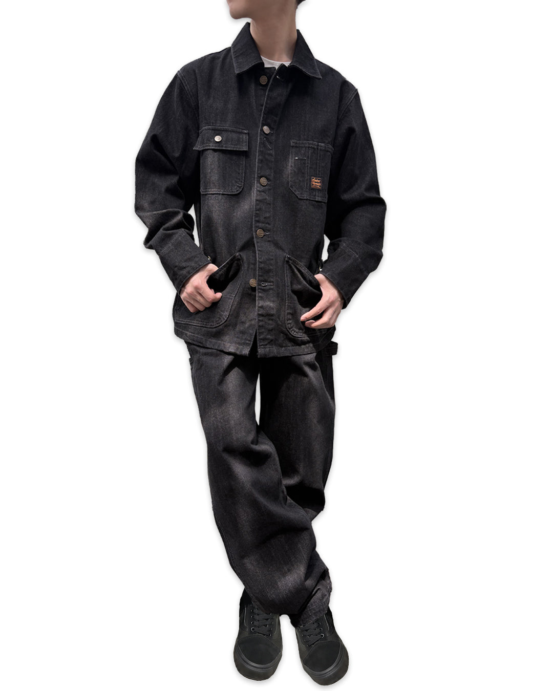 カバーオール ブラックデニム / Black Denim Coverall Jacket 【Amber Threads】