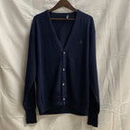 【中古】【古着】IZOD ロゴ カーディガン ネイビー Lサイズ